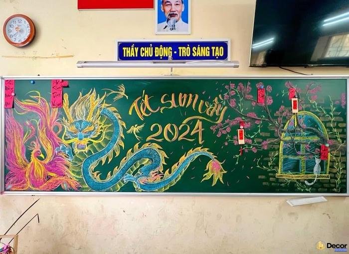 vẽ bảng trang trí Tết truyền thống