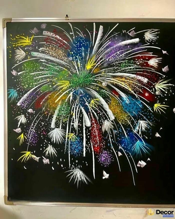 vẽ bảng trang trí tết pháo rực