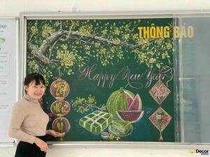 vẽ bảng trang trí tết thông báo tết