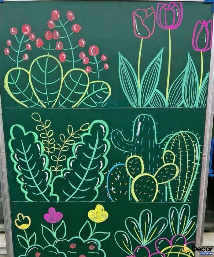 vẽ hoa trang trí bảng đơn giản đẹp nghệ