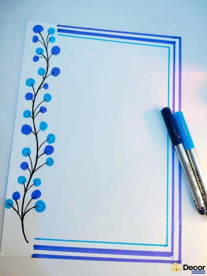 vẽ hoa trang trí góc giấy a4