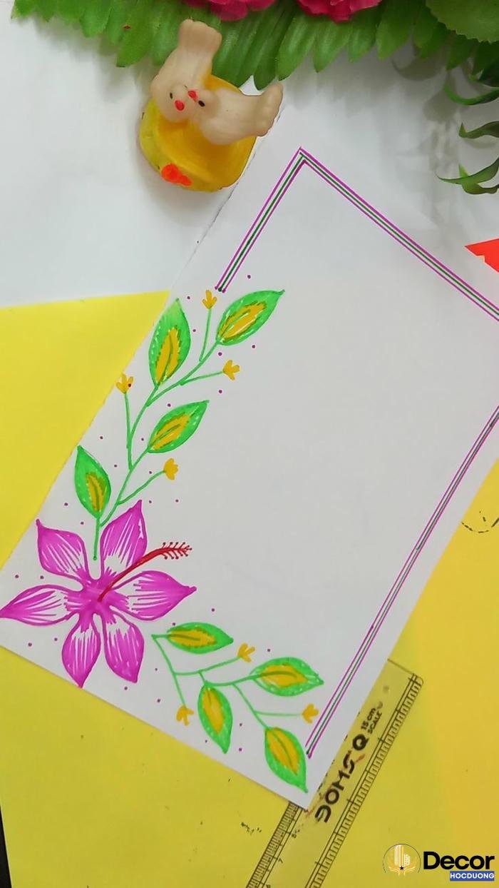 vẽ hoa trang trí góc giấy a4 đơn giản