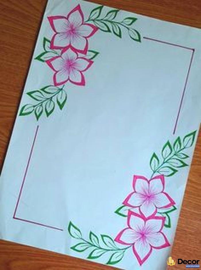 vẽ hoa trang trí góc giấy a4 tinh tế