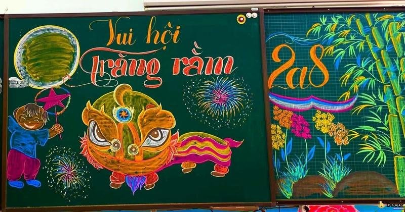 vẽ trang trí bảng bằng phấn