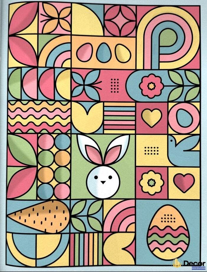 vẽ trang trí đường diềm hình vuông cực nghệ