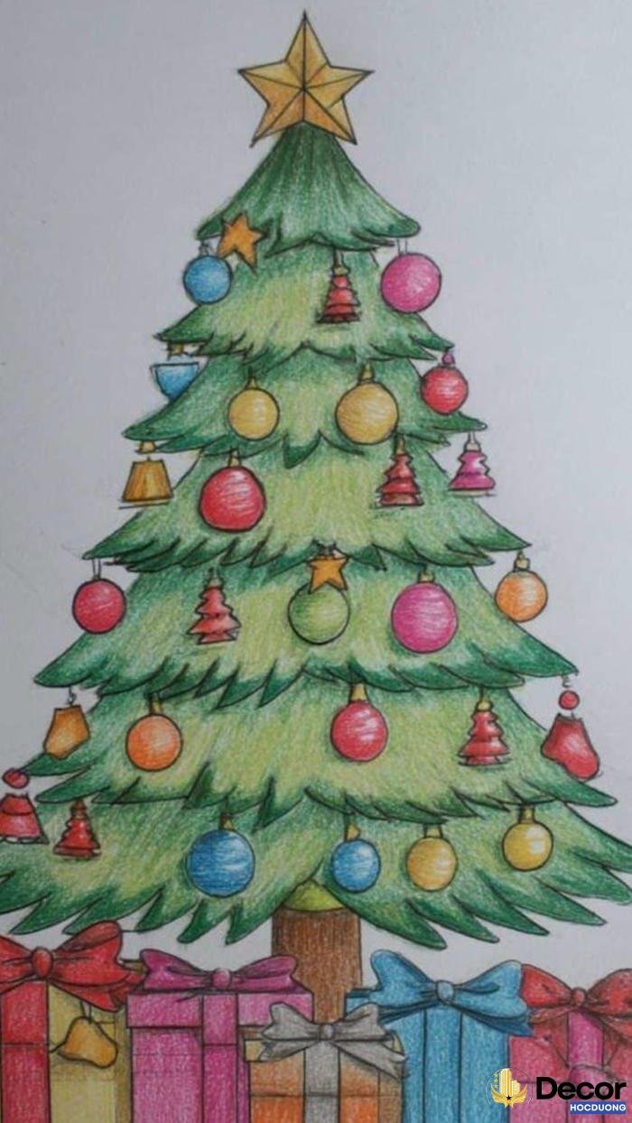 vẽ trang trí noel dễ vẽ