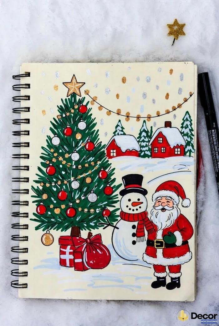 vẽ trang trí noel độc đáo