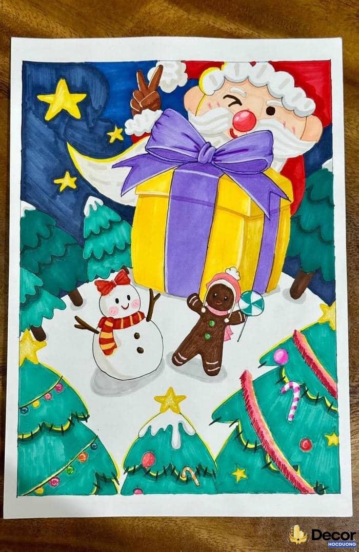 vẽ trang trí noel đơn giản