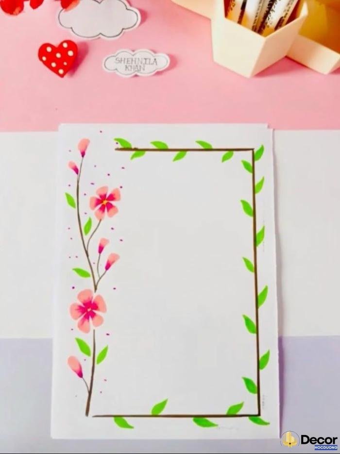 vẽ trang trí viền giấy a4 đẹp bằng họa tiết