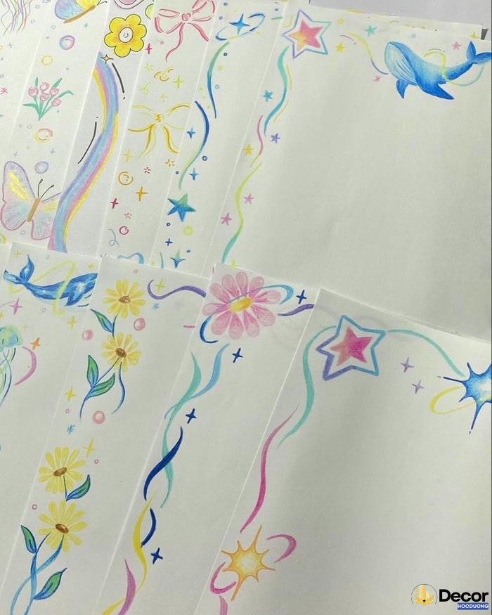 vẽ trang trí viền giấy a4 đẹp đơn giản