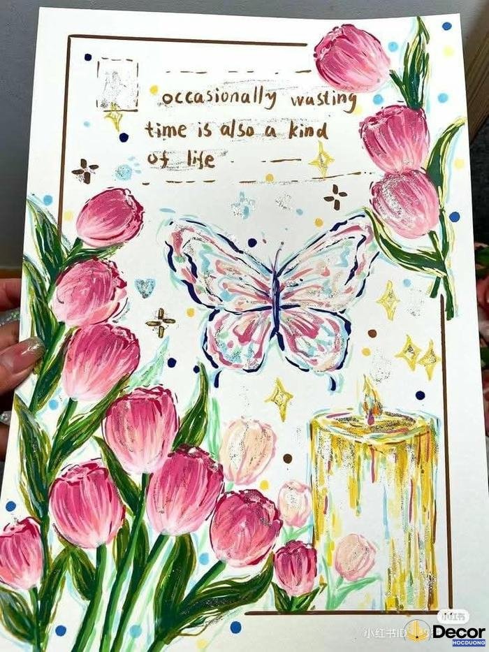 vẽ trang trí viền giấy a4 đơn giản