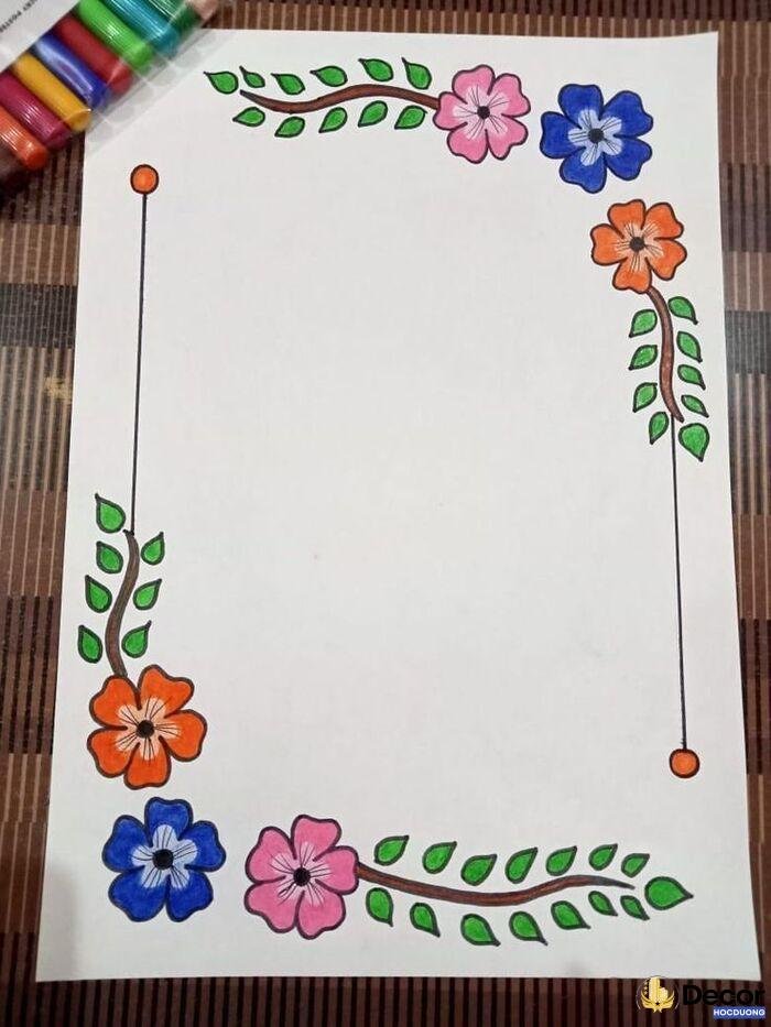 vẽ trang trí viền giấy a4 nghệ thuật