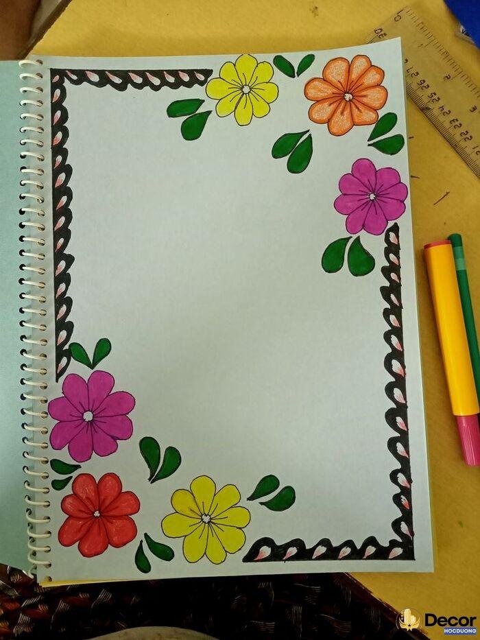 vẽ trang trí viền giấy a4 siêu xinh
