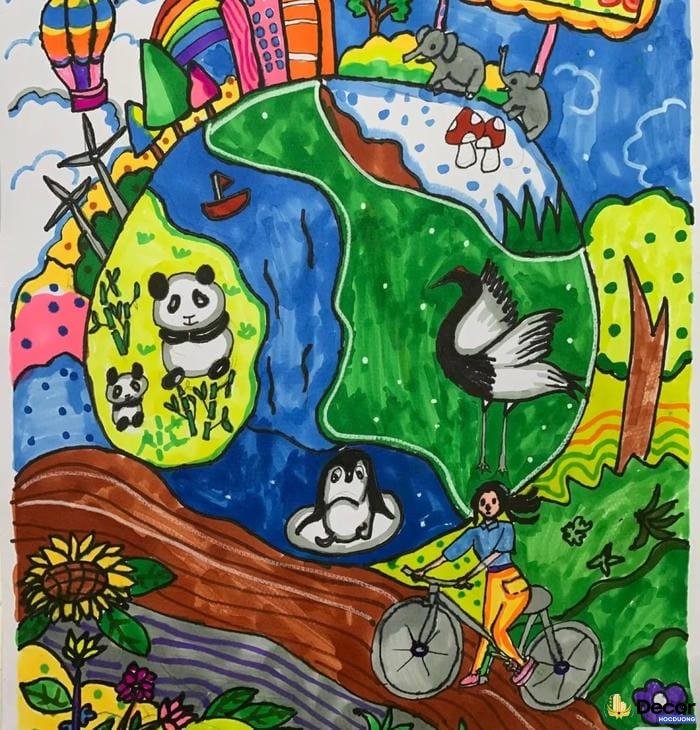 vẽ tranh a3 bảo vệ môi trường đơn giản