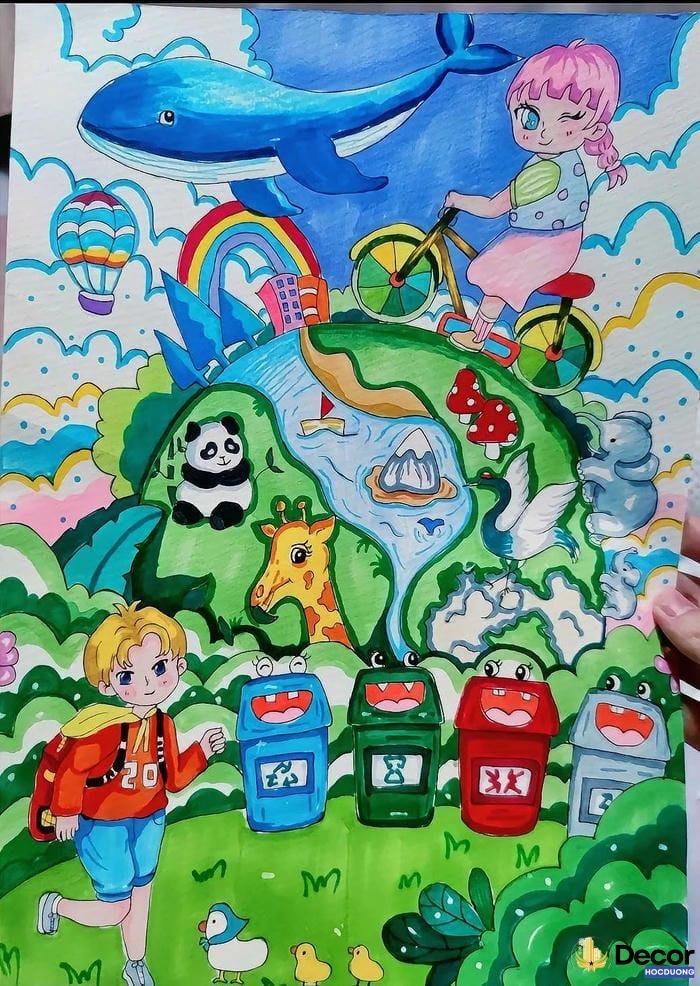 vẽ tranh a3 bảo vệ môi trường với cây cối