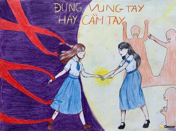 vẽ tranh bạo lực học đường cấp 3