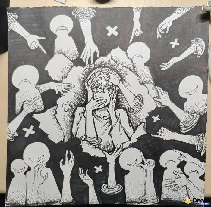 vẽ tranh bạo lực học đường chi tiết