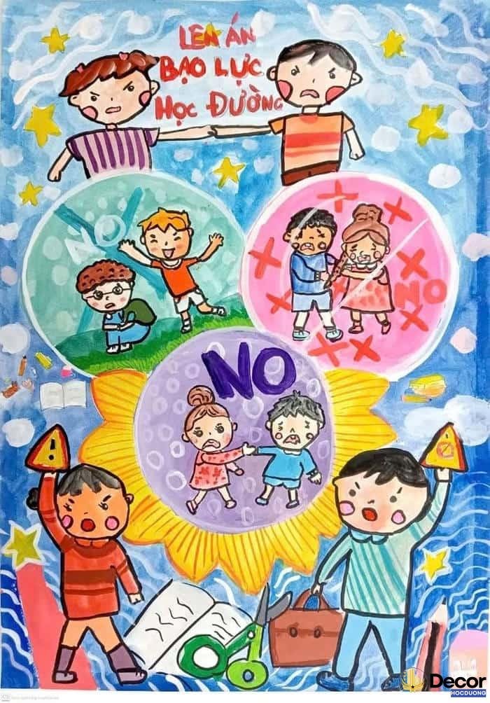 vẽ tranh bạo lực học đường hài hòa