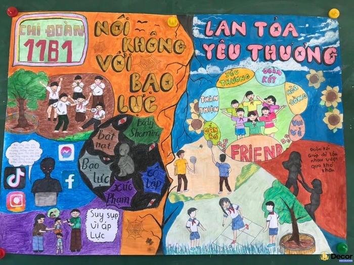 vẽ tranh bạo lực học đường hiện đại