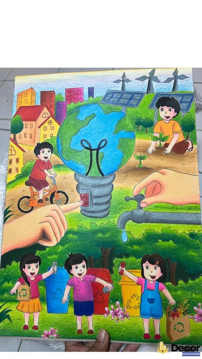 vẽ tranh bảo vệ môi trường bằng giấy a3 đẹp