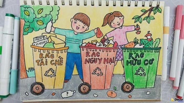 vẽ tranh bảo vệ môi trường bằng giấy a3 hiện đại