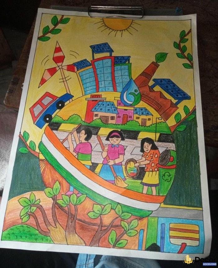 vẽ tranh bảo vệ môi trường bằng giấy a3 tinh tế