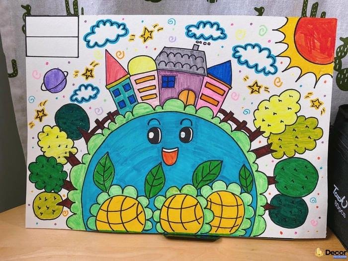 vẽ tranh bảo vệ môi trường bằng tay