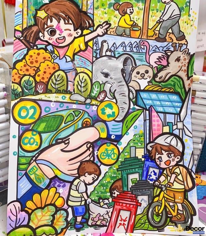 vẽ tranh bảo vệ môi trường dễ làm