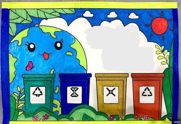 vẽ tranh bảo vệ môi trường với cây xanh