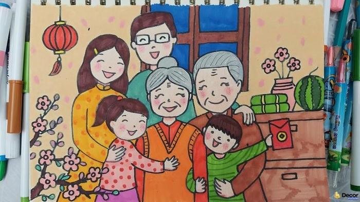 vẽ tranh gia đình hài hòa