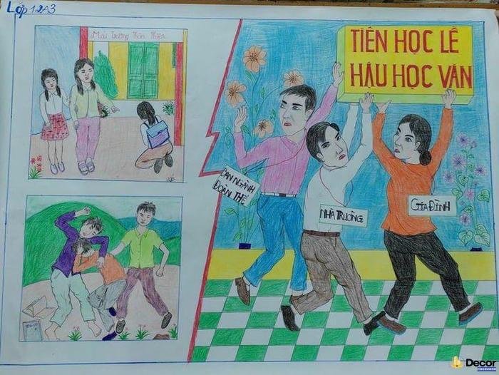 vẽ tranh giáo dục về bạo lực học đường