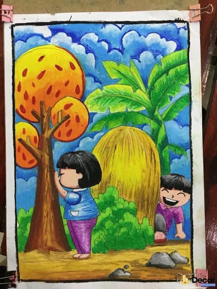 vẽ tranh ý tưởng trẻ thơ đơn giản