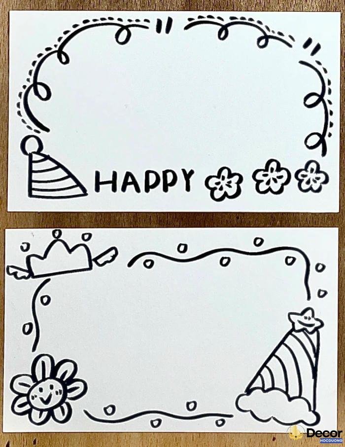 viền hoa vẽ tay trang trí giấy a4