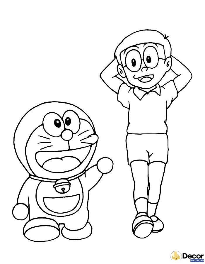 Hình tô màu Doraemon cho bé tập tô