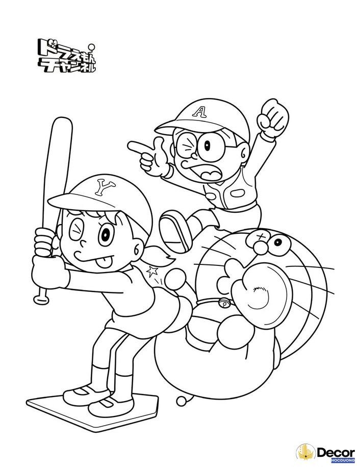Hình tô màu Doraemon và Nobita dễ thương