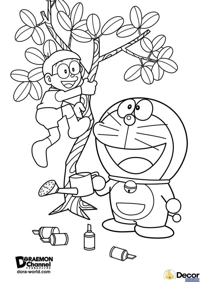 Hình tô màu Doraemon và Nobita