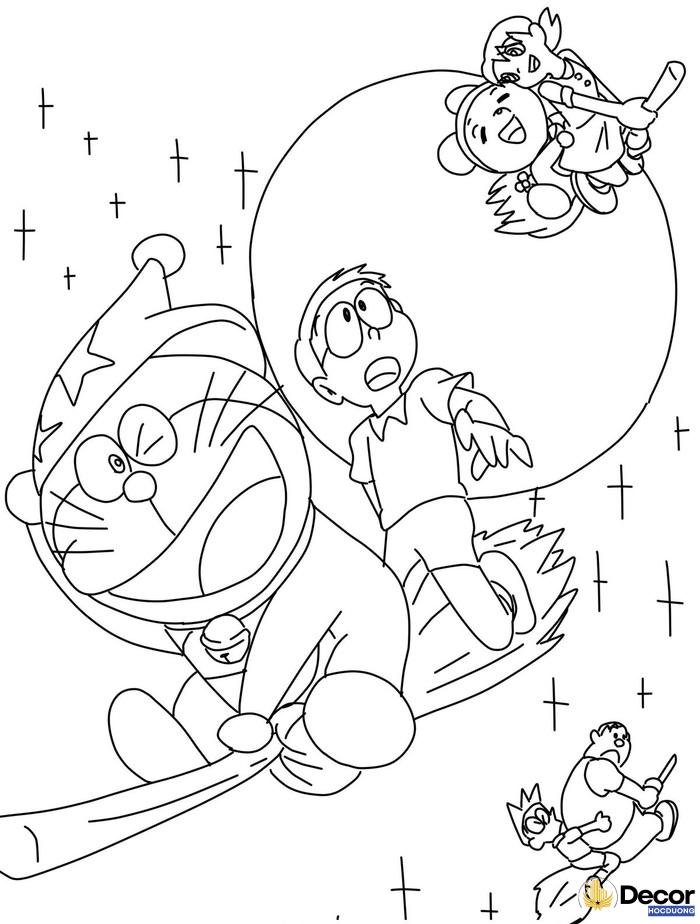 Hình tô màu Doraemon và Shizuka