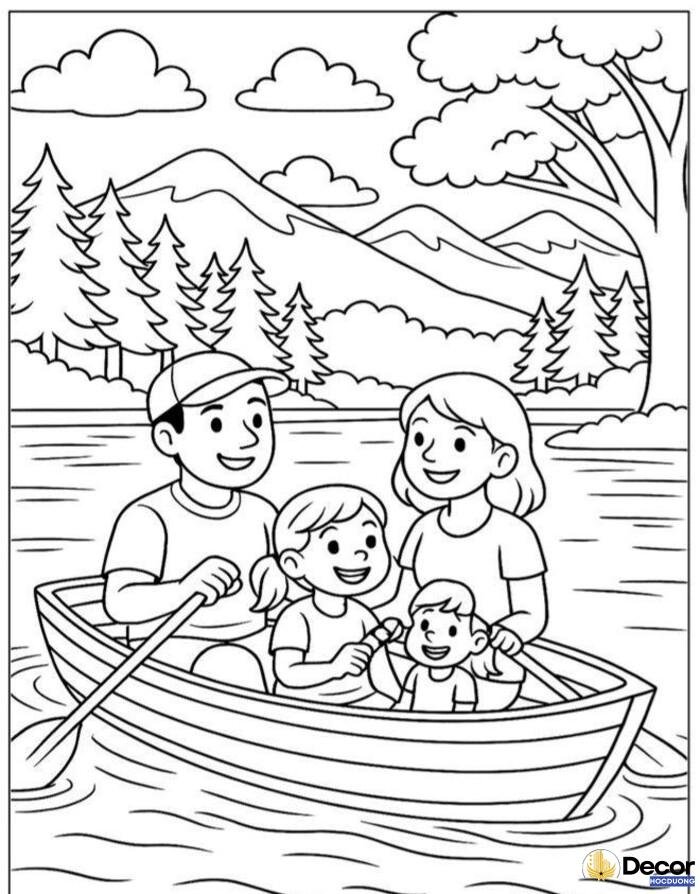 Hình tô màu bố mẹ và bé