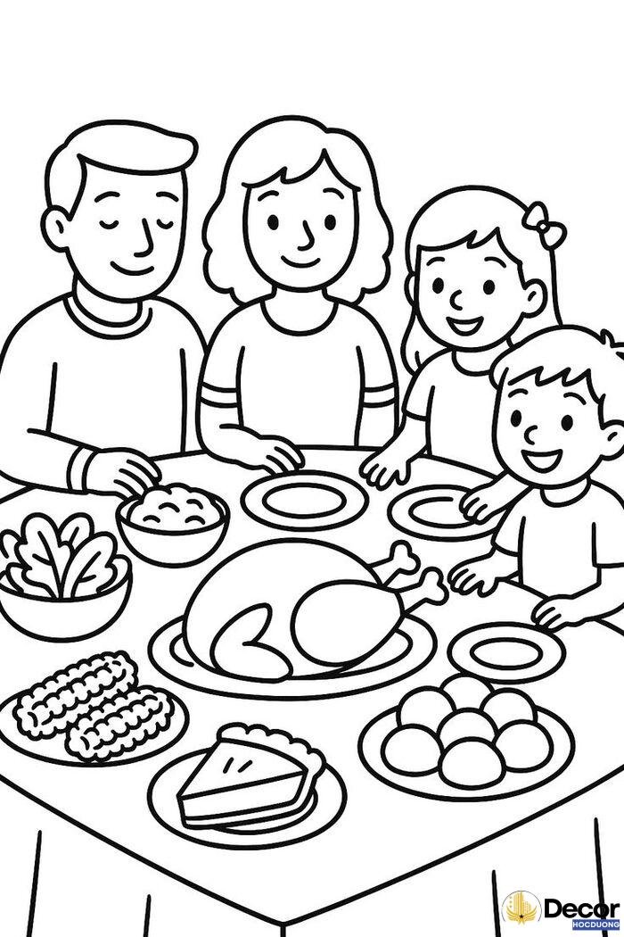 Hình tô màu bố mẹ và con nhỏ