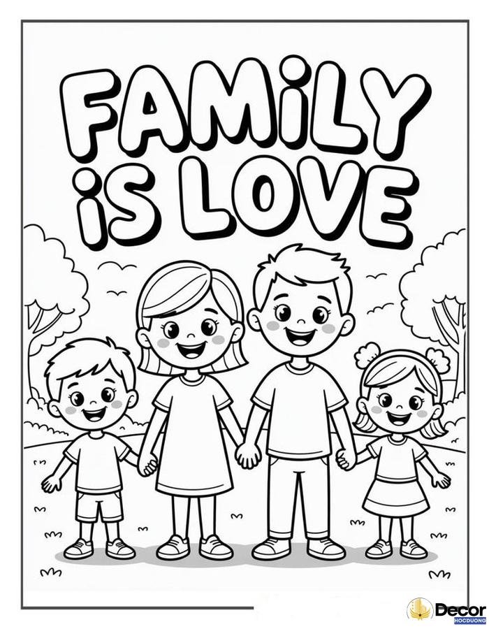 Hình tô màu các thành viên trong gia đình