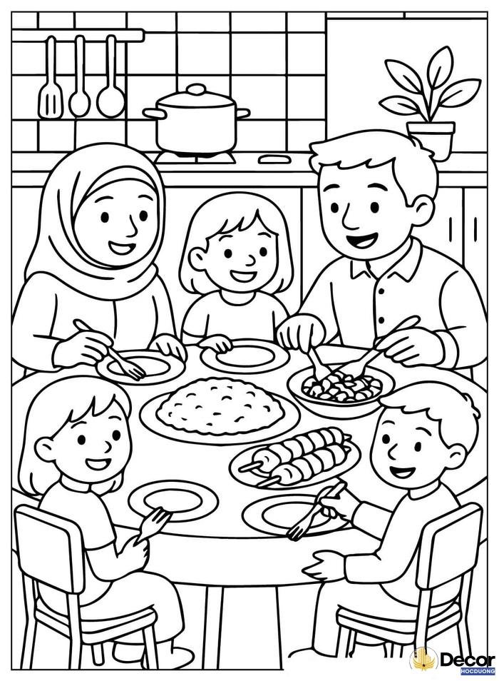 Hình tô màu gia đình