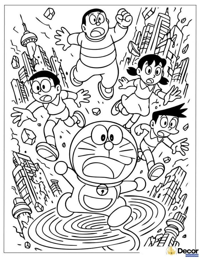 Tranh tô màu Doraemon Nobita Shizuka