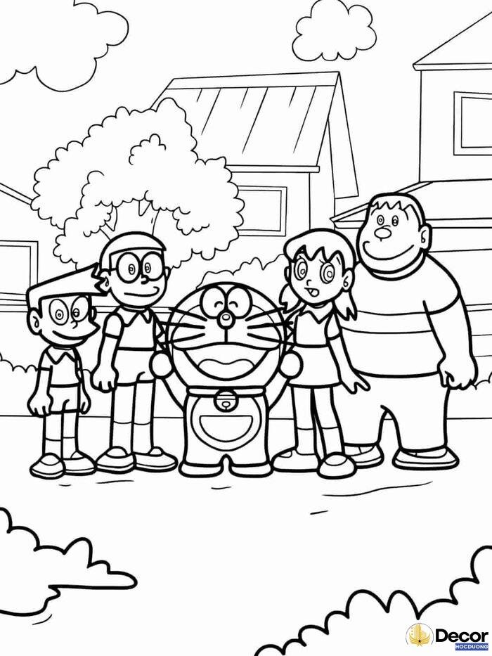 Tranh tô màu Doraemon hoạt hình