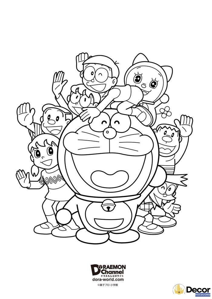 Tranh tô màu Doraemon ở trường học