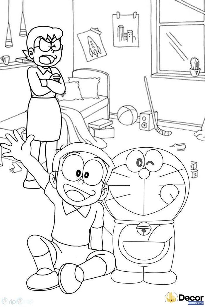 Tranh tô màu Doraemon siêu dễ thương