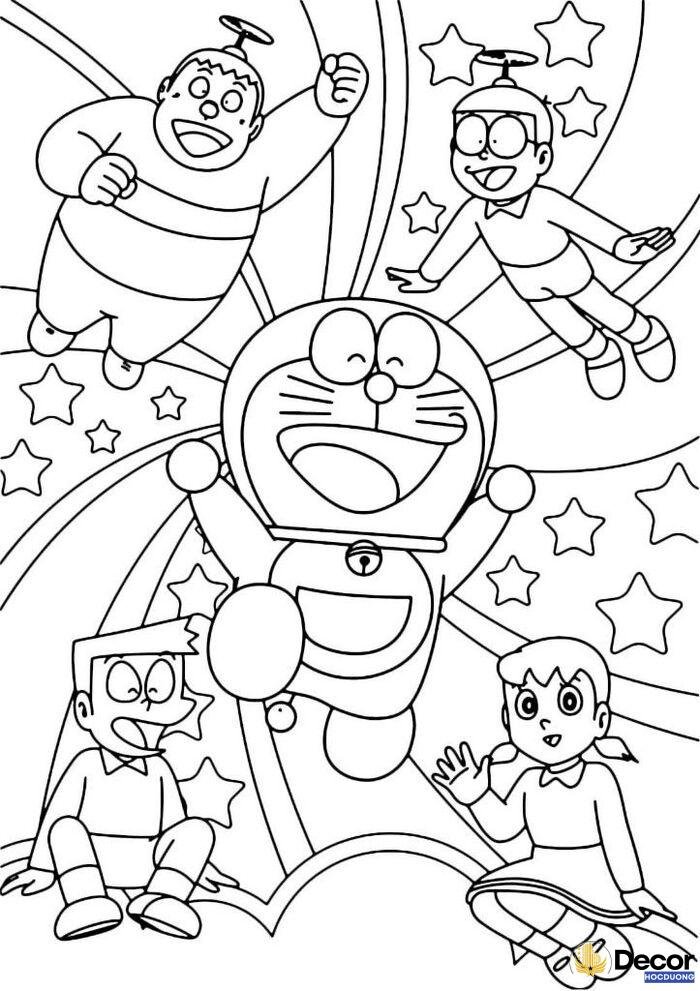 Tranh tô màu Doraemon và Xêkô Jaian