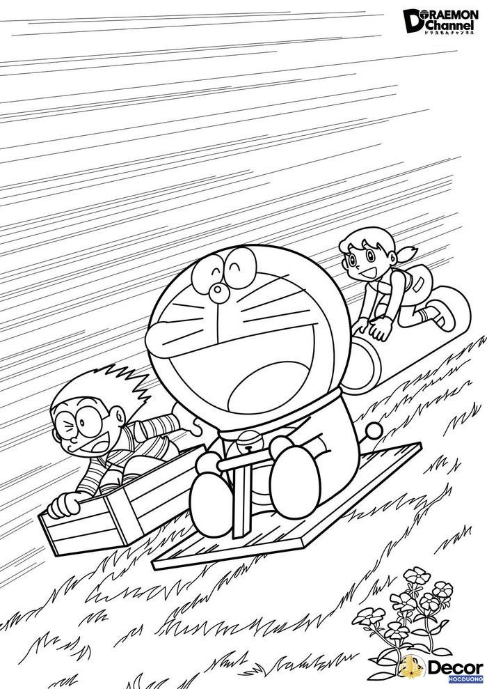 Tranh tô màu Doraemon và bạn bè