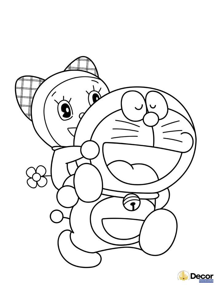 Tranh tô màu Doraemon và bạn thân nhất