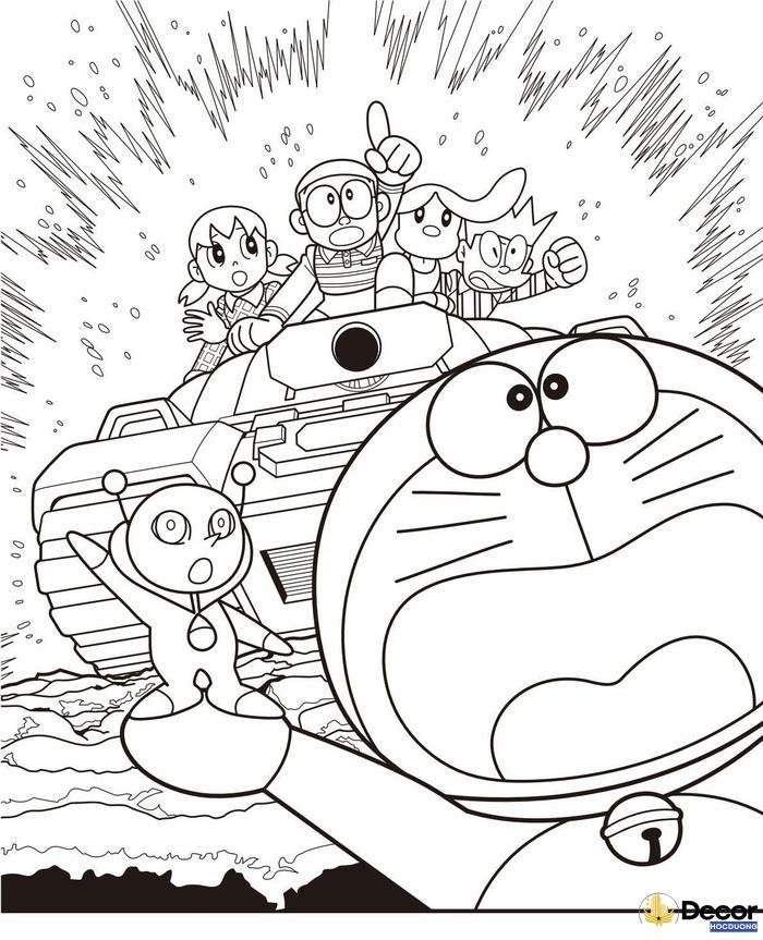 Tranh tô màu Doraemon và nhóm bạn