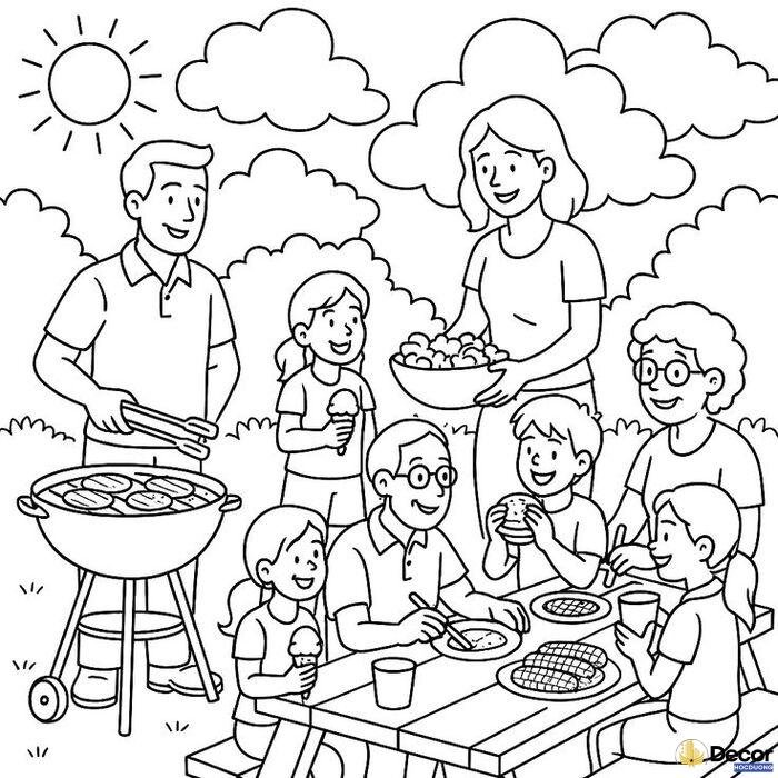 Tranh tô màu gia đình cho bé 6 tuổi